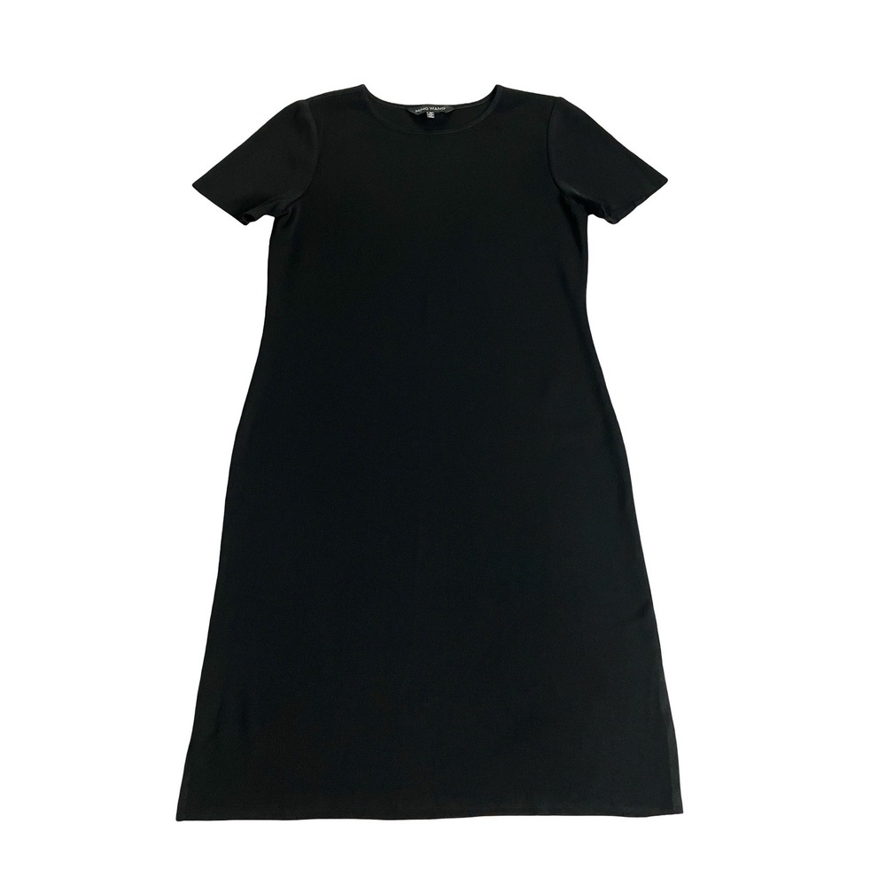 Ming Wang Knit Shift Dress Women M‎ Black Short Sleeve Crew Neck Professional